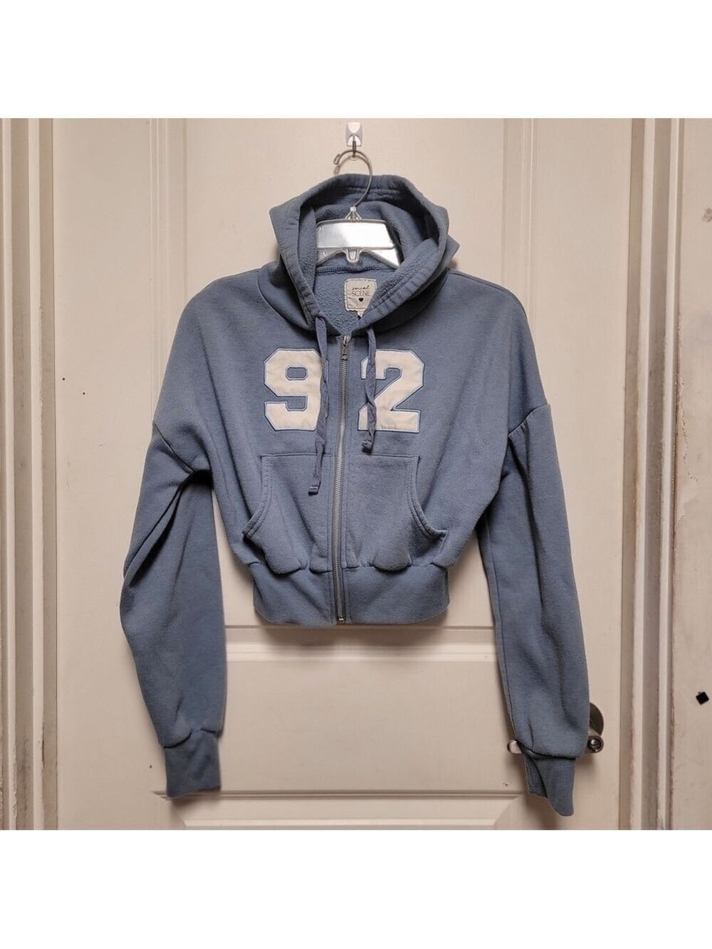 Social Scene Blue Hoodie Crop-Top Sz XS